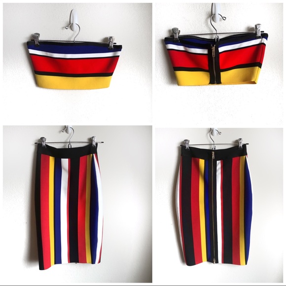 NWOT Striped strapless bodycon 2 piece dress - Picture 3 of 8